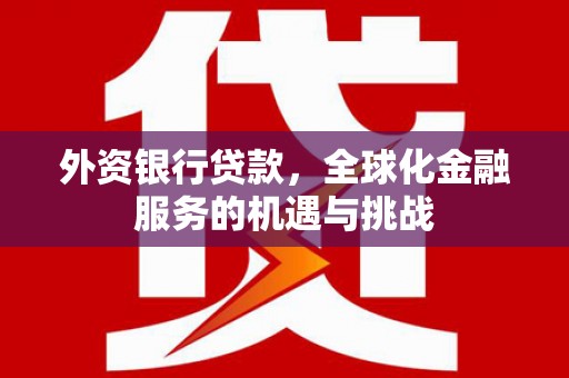 弥陀外资银行贷款，全球化金融服务的机遇与挑战