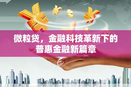 雁峰微粒贷，金融科技革新下的普惠金融新篇章