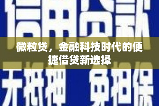怀柔微粒贷，金融科技时代的便捷借贷新选择
