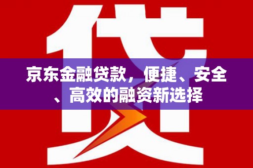 沙洋京东金融贷款，便捷、安全、高效的融资新选择